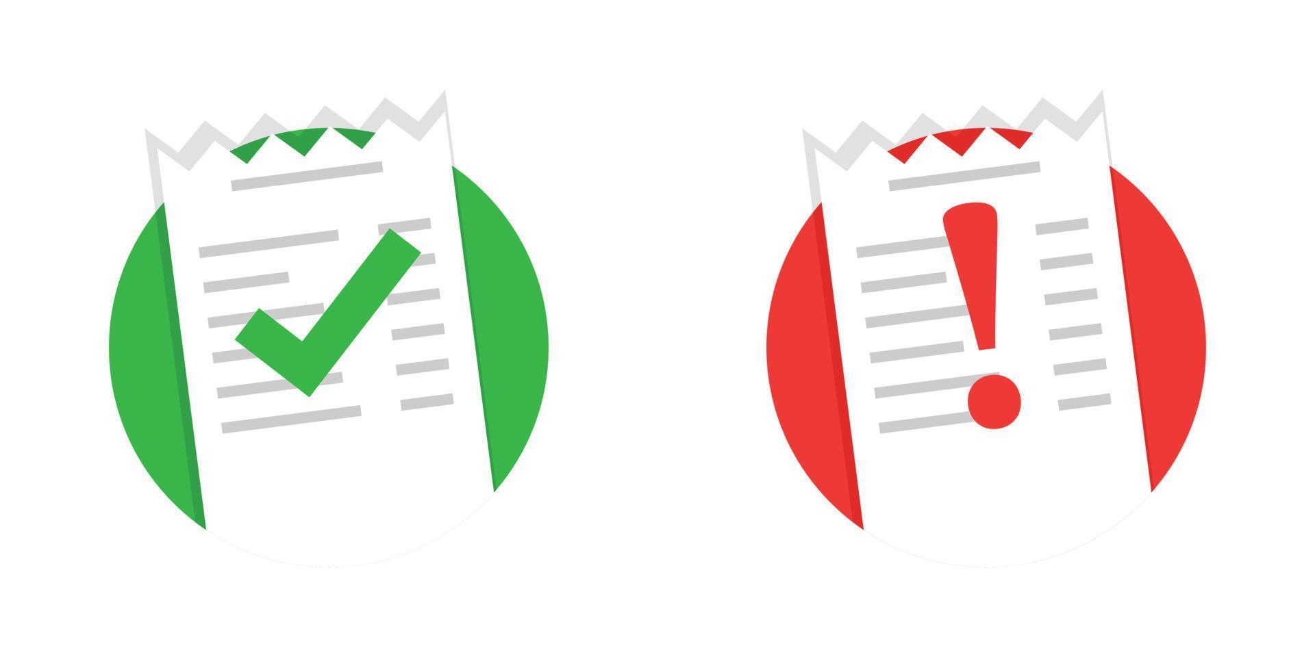 Approved payment icon in flat style. Paper receipt bill invoice vector illustration on isolated background. Verified notice sign business concept.