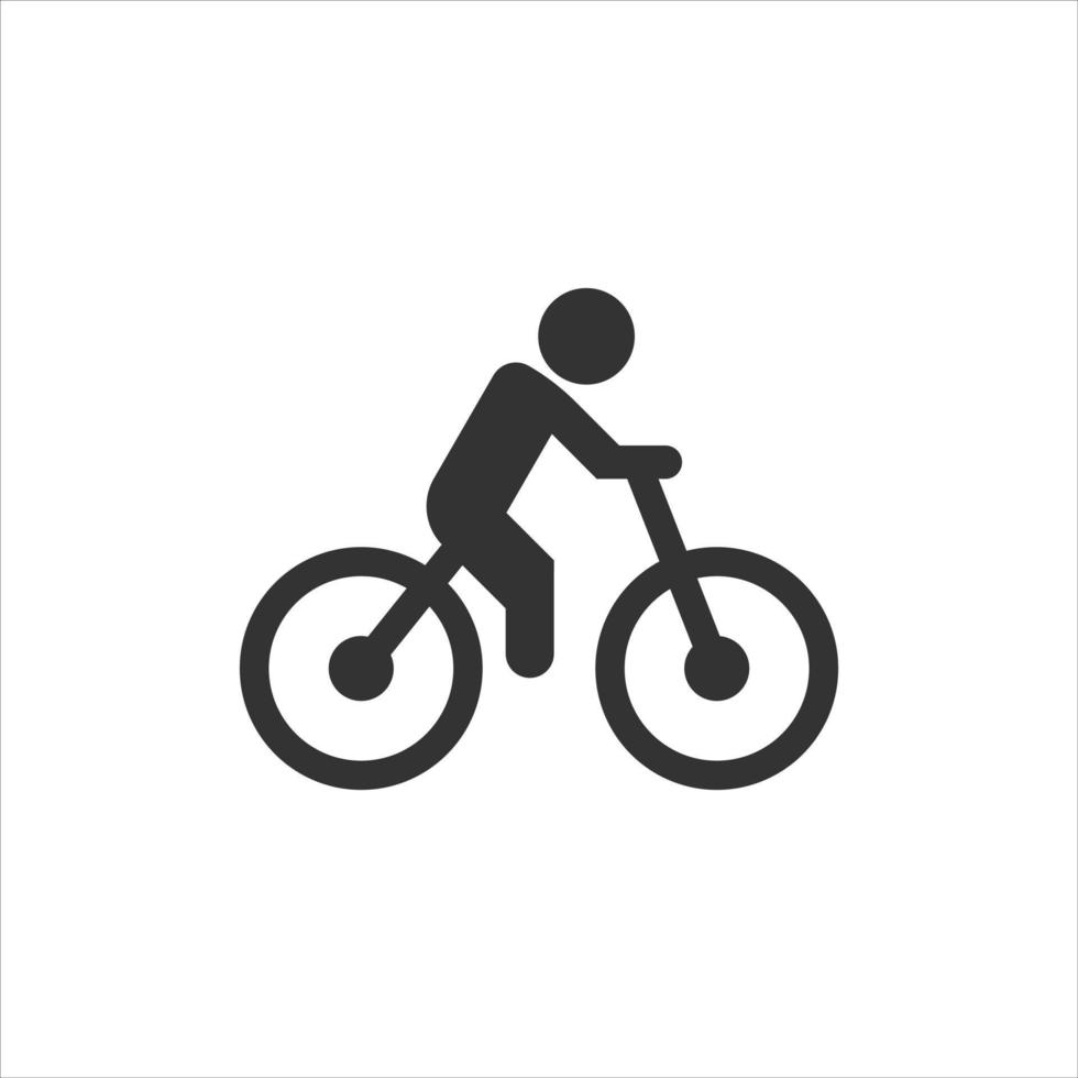 Bicycle icon in flat style. Bike with people vector illustration on white isolated background. Rider business concept.