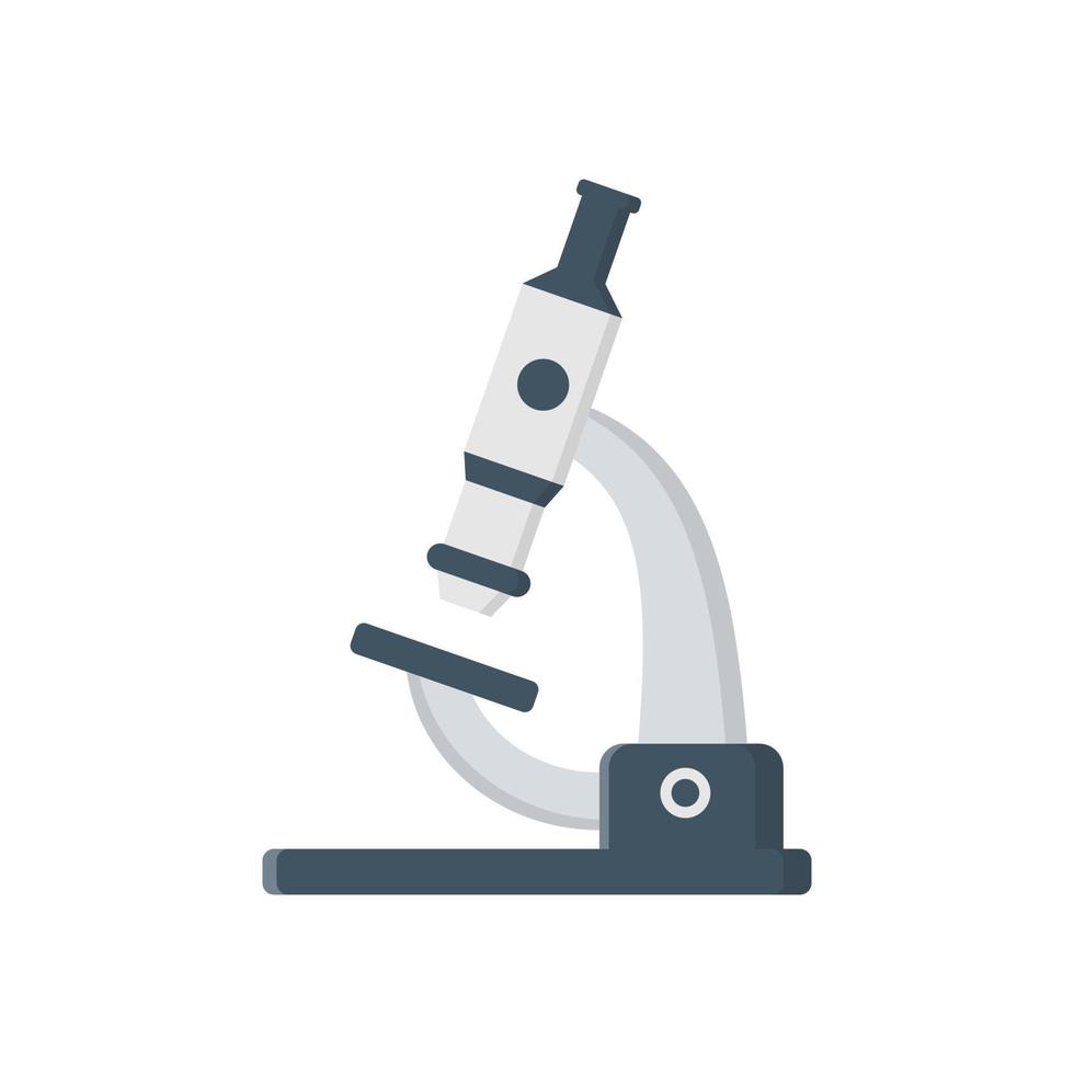 Microscope icon in flat style. Laboratory magnifier vector illustration on isolated background. Biology instrument sign business concept.