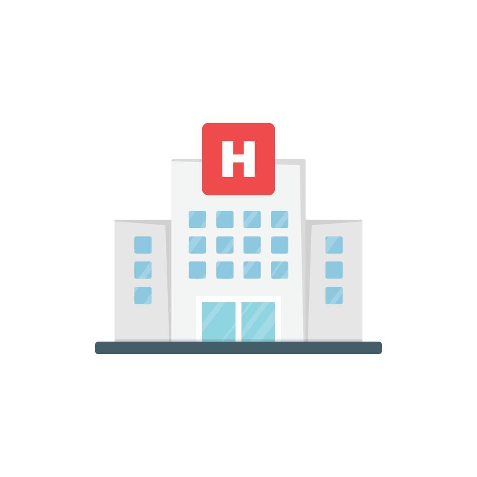 icono de edificio del hospital en estilo plano. ilustración de vector de clínica médica sobre fondo aislado. concepto de negocio de signo de medicina.