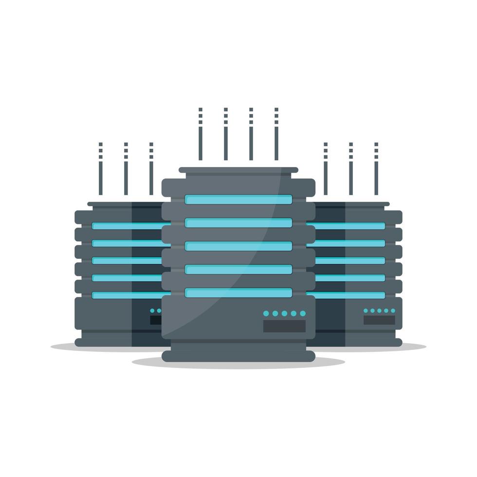 Data center icon in flat style. Computer datacenter vector illustration on isolated background. Storage cloud sign business concept.