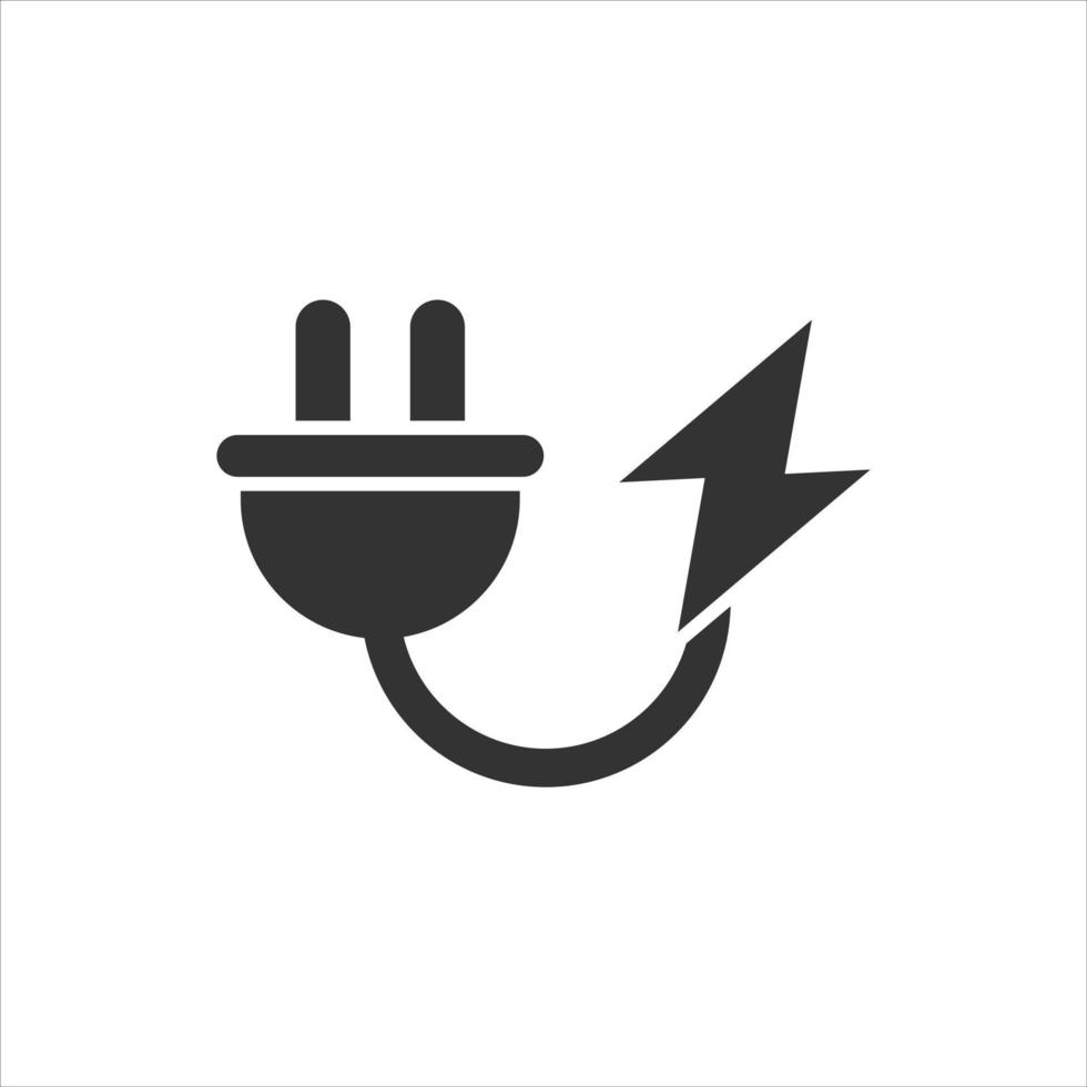 Electric plug icon in flat style. Power adapter vector illustration on white isolated background. Electrician sign business concept.