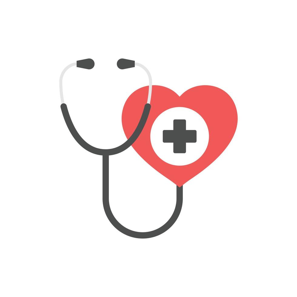 Stethoscope icon in flat style. Heart diagnostic vector illustration on isolated background. Medicine sign business concept.