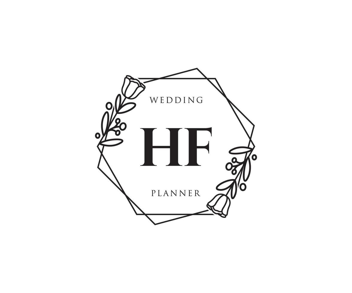 Initial HF feminine logo. Usable for Nature, Salon, Spa, Cosmetic and Beauty Logos. Flat Vector Logo Design Template Element.