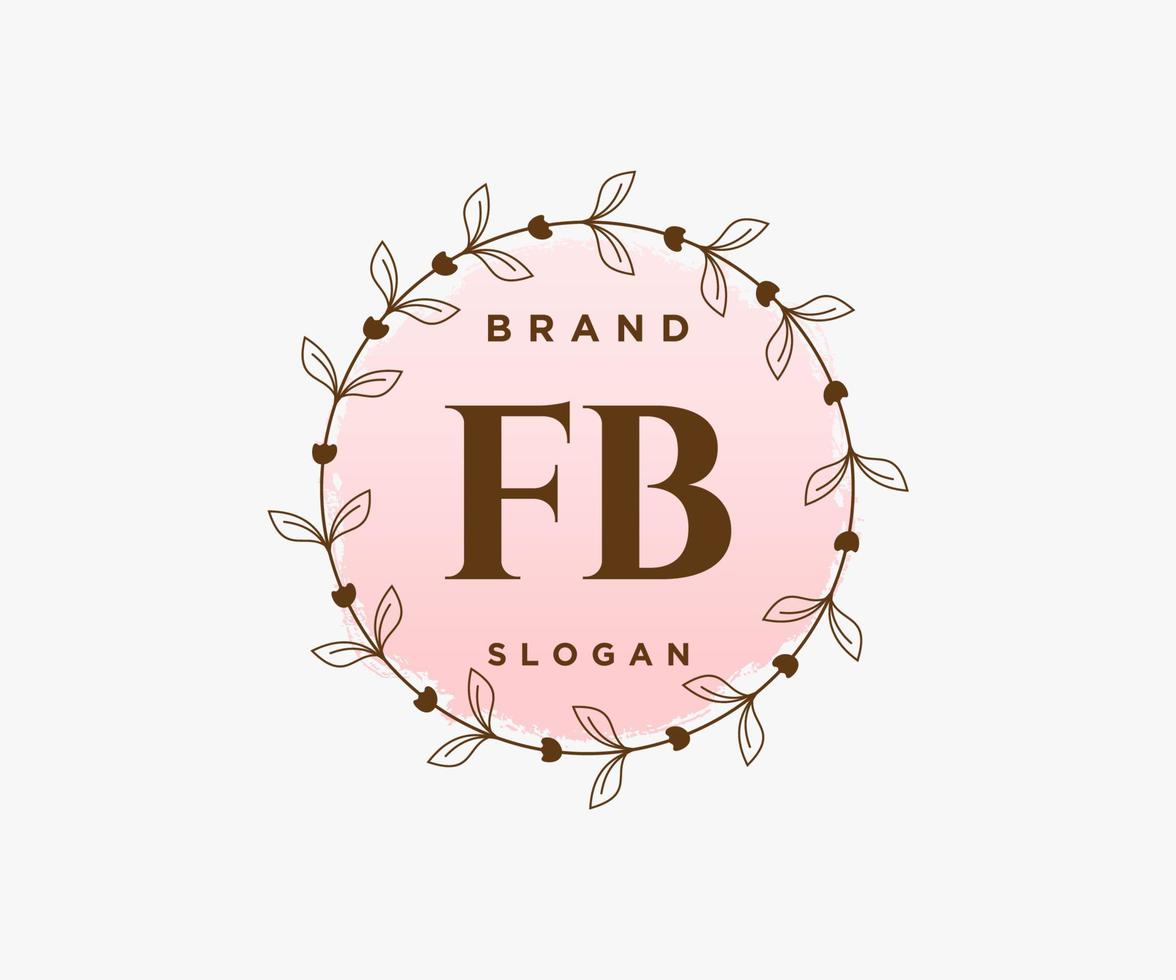 logo femenino fb inicial. utilizable para logotipos de naturaleza, salón, spa, cosmética y belleza. elemento de plantilla de diseño de logotipo de vector plano.