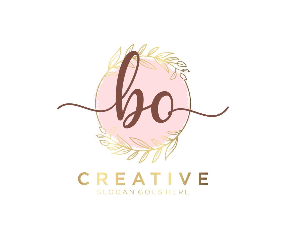 logo bo femenino inicial. utilizable para logotipos de naturaleza, salón, spa, cosmética y belleza. elemento de plantilla de diseño de logotipo de vector plano.