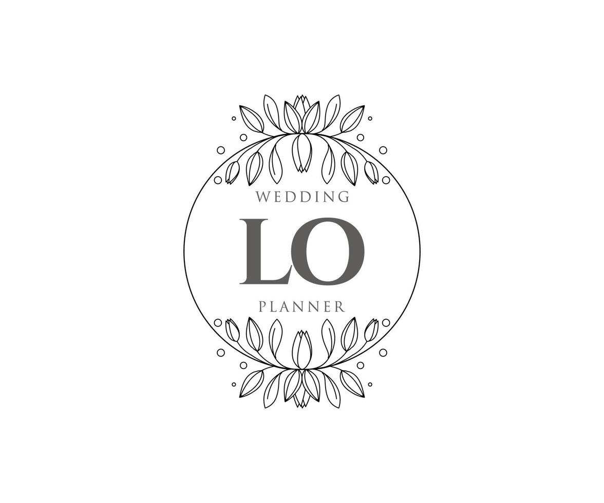 LO Initials letter Wedding monogram logos collection, hand drawn modern minimalistic and floral templates for Invitation cards, Save the Date, elegant identity for restaurant, boutique, cafe in vector