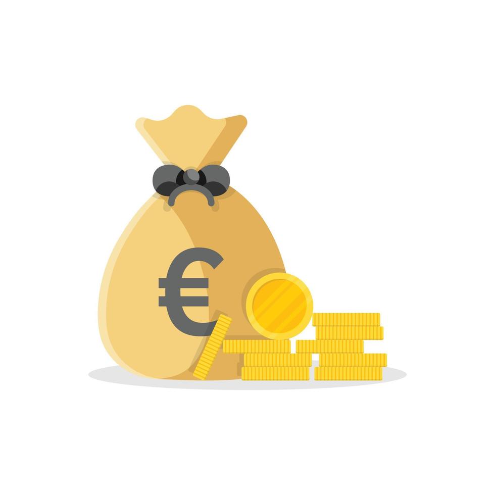 icono de bolsa de dinero en estilo plano. Ilustración de vector de bolsa de dinero sobre fondo aislado. concepto de negocio de signo de saco de monedas.