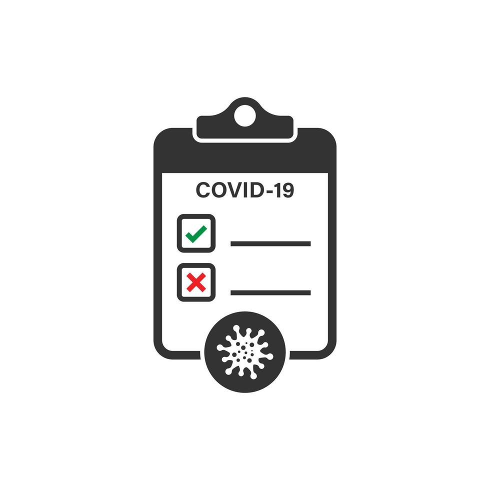 icono de prueba de coronavirus en estilo plano. covid-19 ilustración vectorial sobre fondo aislado. concepto de negocio de signos de diagnóstico médico. vector