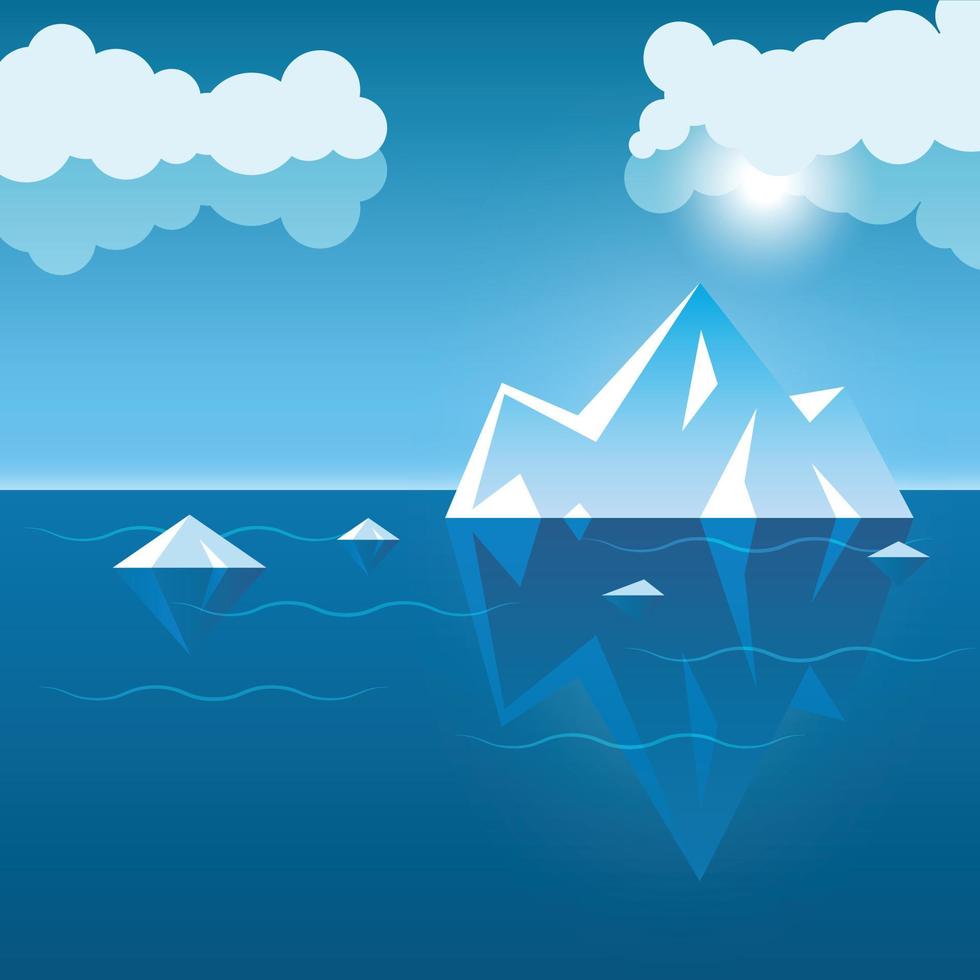 Underwater iceberg icon in flat style. Berg seascape vector illustration on isolated background. Antarctica ecology sign business concept.