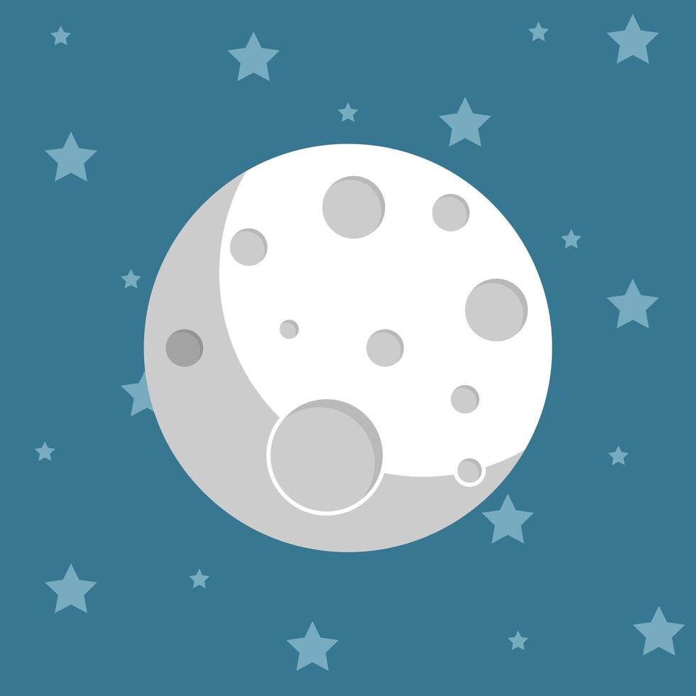 planeta en el espacio en estilo plano. luna y estrellas vector ilustración sobre fondo aislado. concepto de negocio de signo de astronomía.