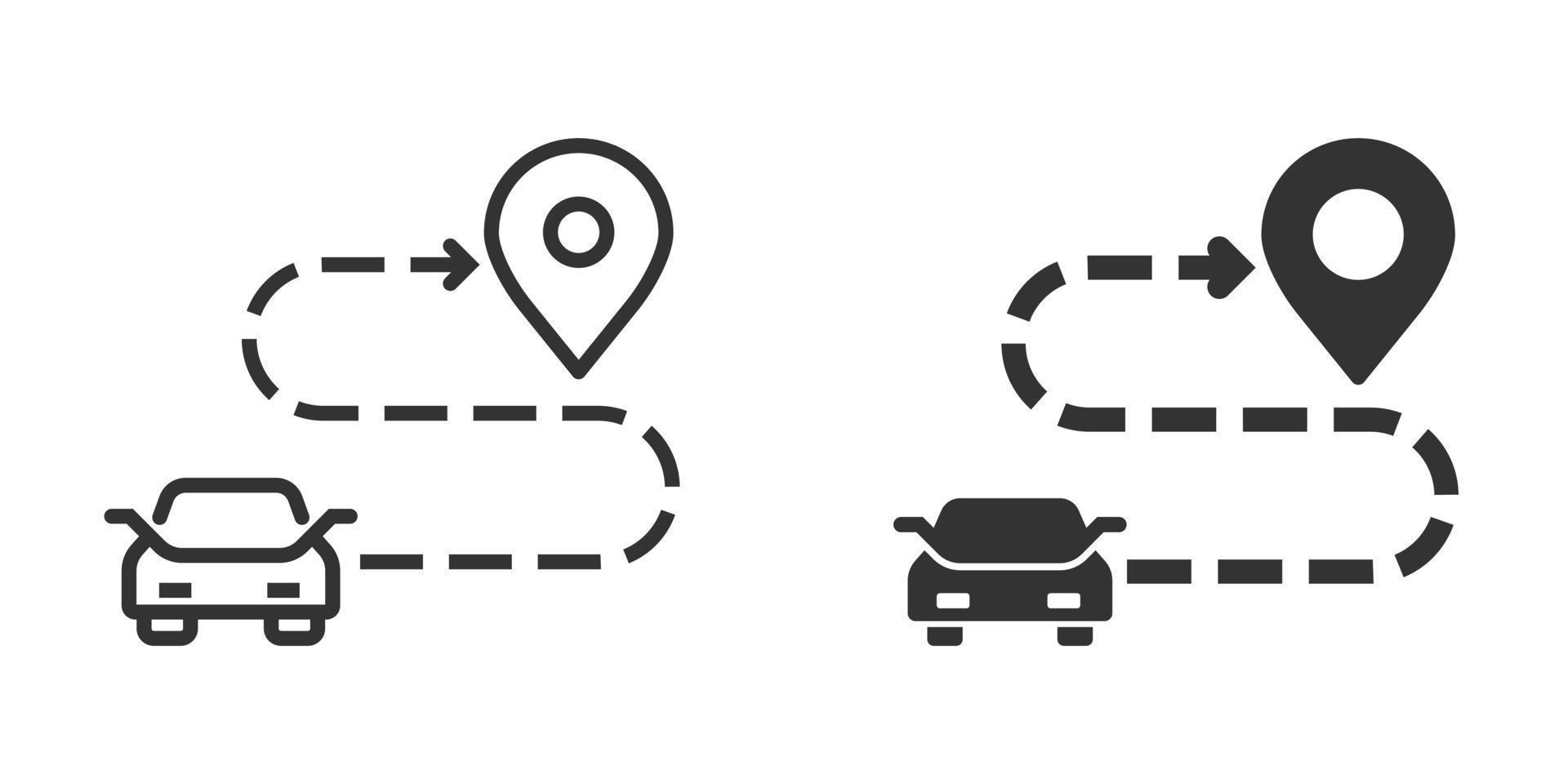 icono de destino de coche en estilo plano. Ilustración de vector de navegación de coche sobre fondo blanco aislado. localizar el concepto de negocio de posición.