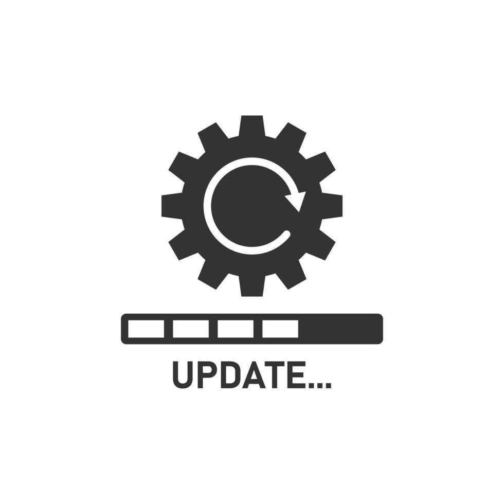 icono de actualización de software en estilo plano. ilustración de vector de notificación de actualización del sistema sobre fondo aislado. concepto de negocio de signo de instalación de progreso.