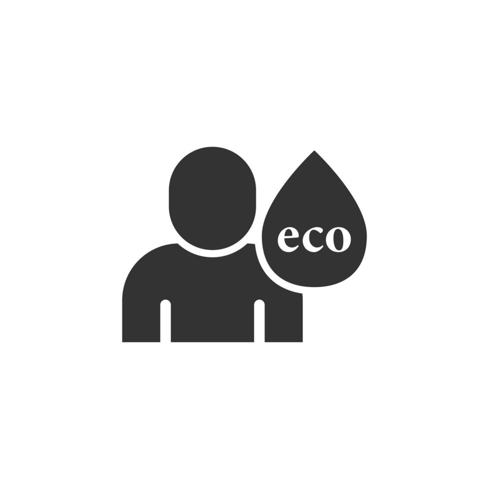 People healthy life icon in flat style. Water drop vector illustration on white isolated background. Organic ecosystem sign business concept.