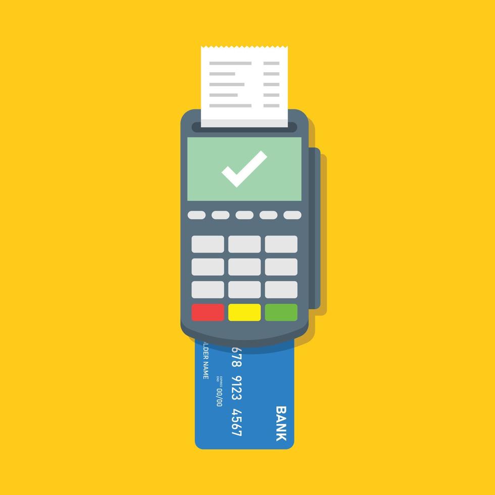 POS payment machine icon in flat style. Online payment vector illustration on isolated background. Banking transaction sign business concept.