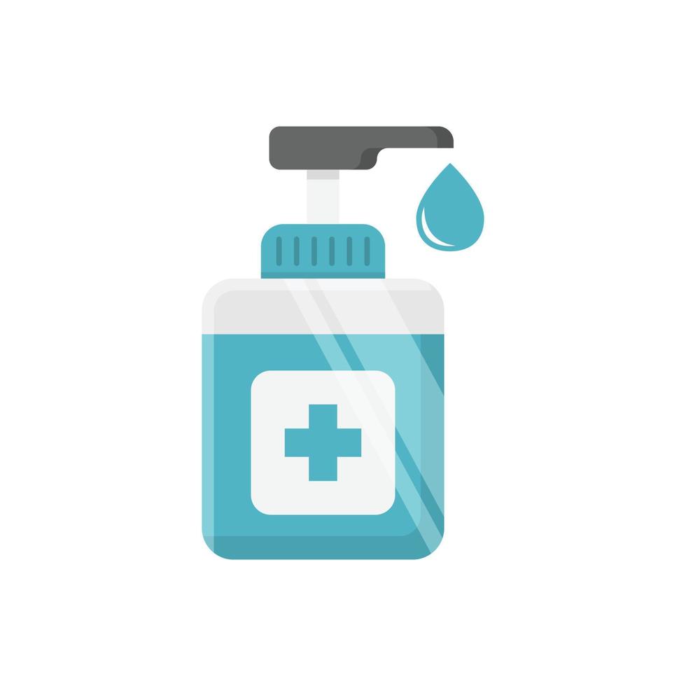 Hand sanitizer icon in flat style. Antiseptic bottle vector illustration on isolated background. Disinfect gel sign business concept.