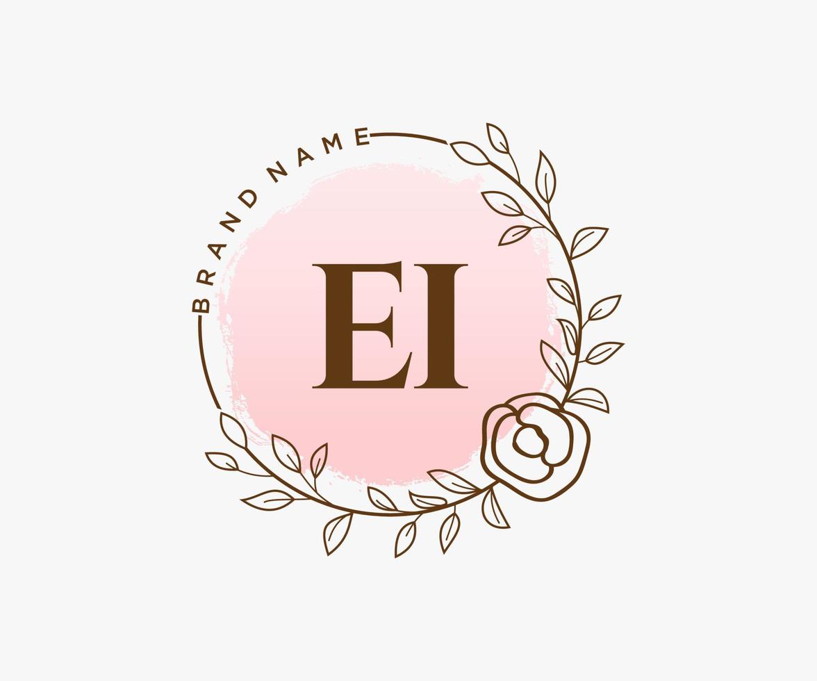 Initial EI feminine logo. Usable for Nature, Salon, Spa, Cosmetic and Beauty Logos. Flat Vector Logo Design Template Element.