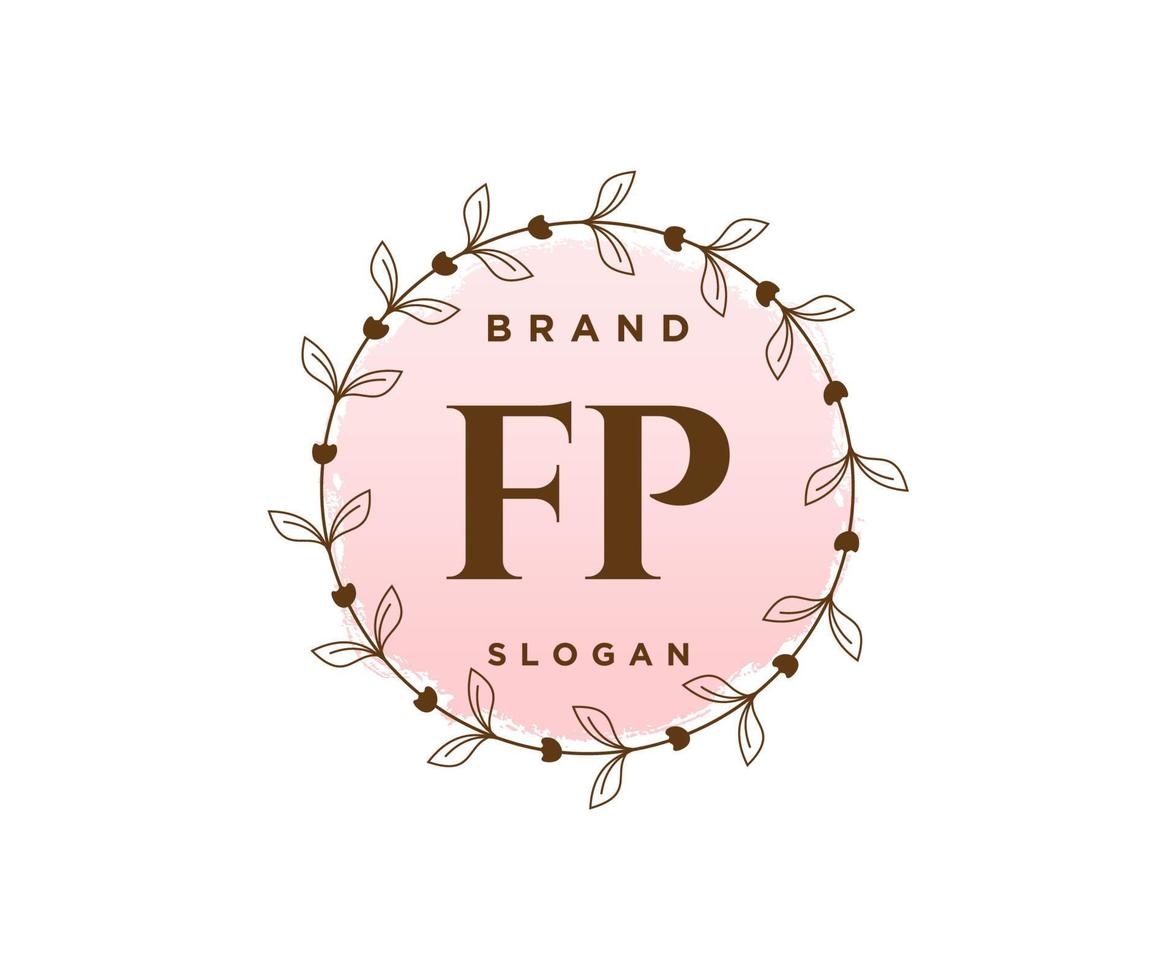 Initial FP feminine logo. Usable for Nature, Salon, Spa, Cosmetic and Beauty Logos. Flat Vector Logo Design Template Element.