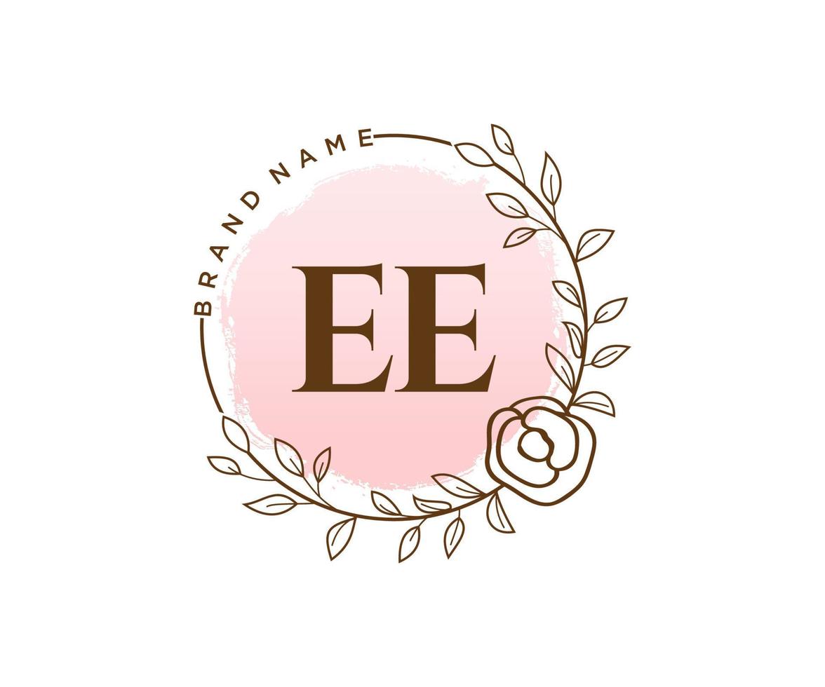 Initial EE feminine logo. Usable for Nature, Salon, Spa, Cosmetic and Beauty Logos. Flat Vector Logo Design Template Element.