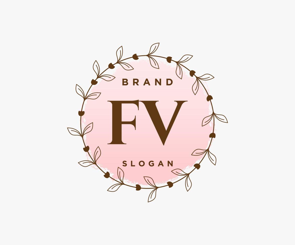 Initial FV feminine logo. Usable for Nature, Salon, Spa, Cosmetic and Beauty Logos. Flat Vector Logo Design Template Element.