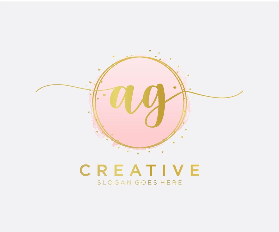 Initial AG feminine logo. Usable for Nature, Salon, Spa, Cosmetic and Beauty Logos. Flat Vector Logo Design Template Element.