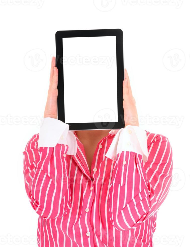Woman with tablet photo