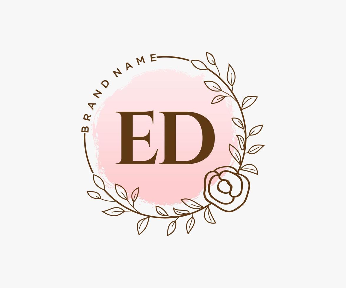 Initial ED feminine logo. Usable for Nature, Salon, Spa, Cosmetic and Beauty Logos. Flat Vector Logo Design Template Element.