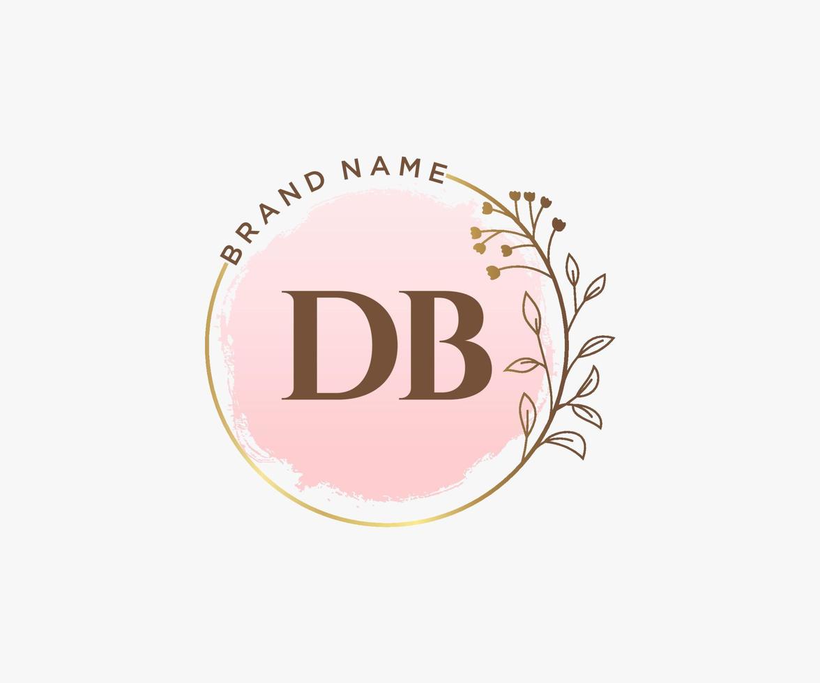 logotipo femenino inicial de db. utilizable para logotipos de naturaleza, salón, spa, cosmética y belleza. elemento de plantilla de diseño de logotipo de vector plano.