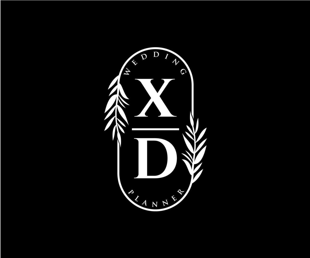 XD Initials letter Wedding monogram logos collection, hand drawn modern minimalistic and floral templates for Invitation cards, Save the Date, elegant identity for restaurant, boutique, cafe in vector