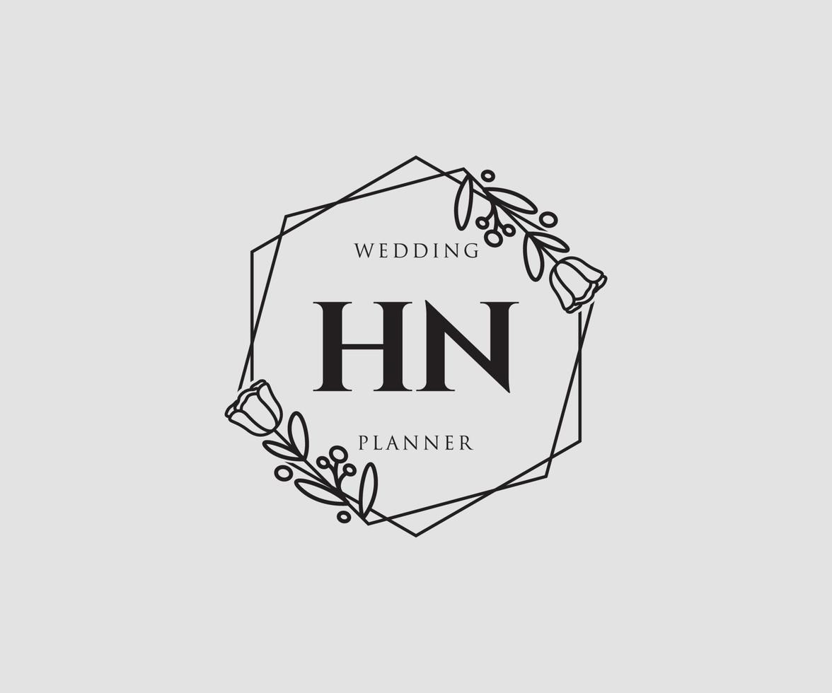 logotipo femenino inicial hn. utilizable para logotipos de naturaleza, salón, spa, cosmética y belleza. elemento de plantilla de diseño de logotipo de vector plano.