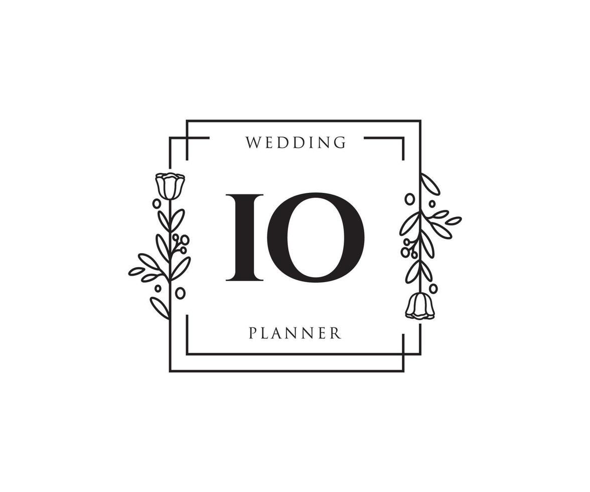 Initial IO feminine logo. Usable for Nature, Salon, Spa, Cosmetic and Beauty Logos. Flat Vector Logo Design Template Element.