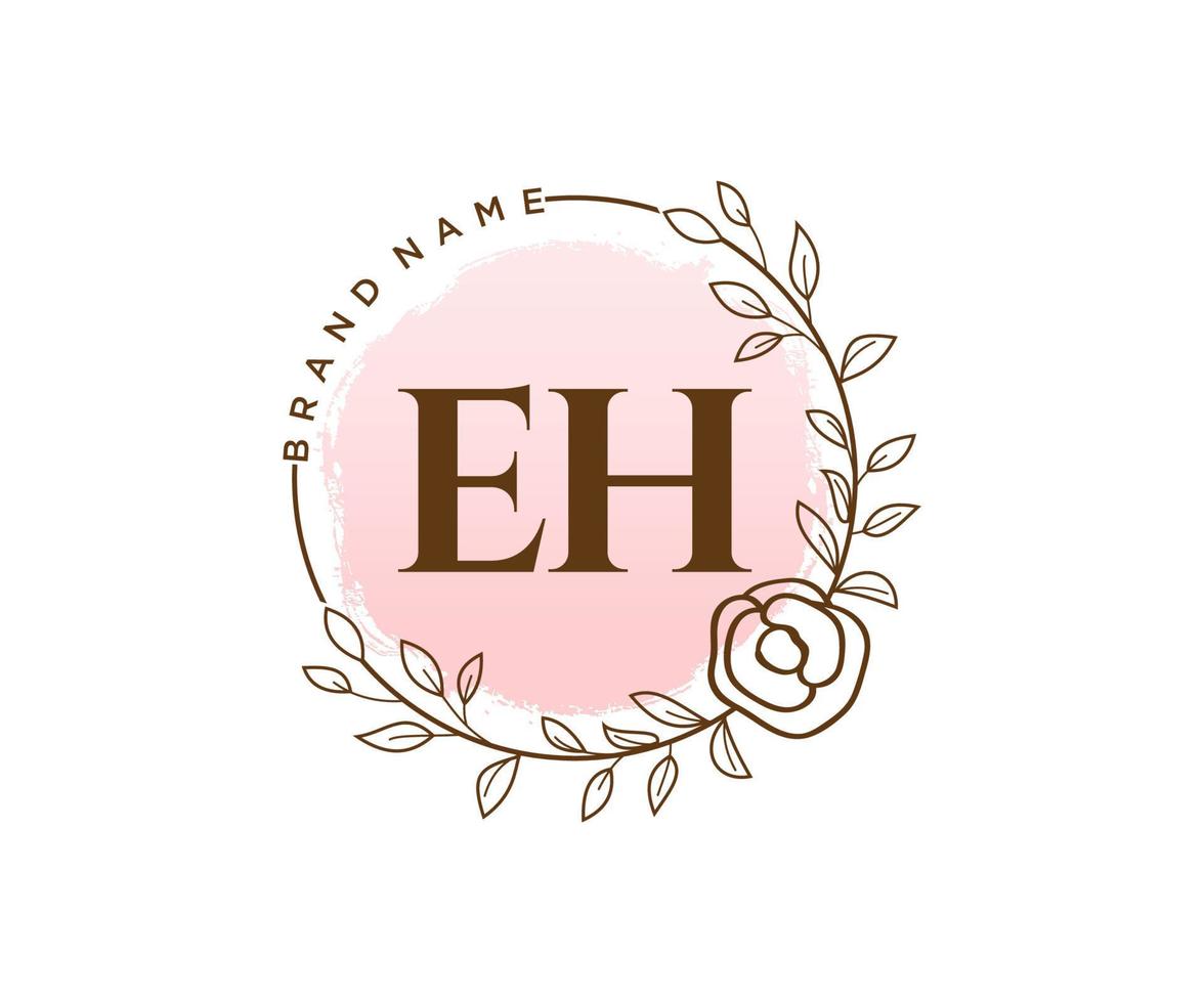 Initial EH feminine logo. Usable for Nature, Salon, Spa, Cosmetic and Beauty Logos. Flat Vector Logo Design Template Element.