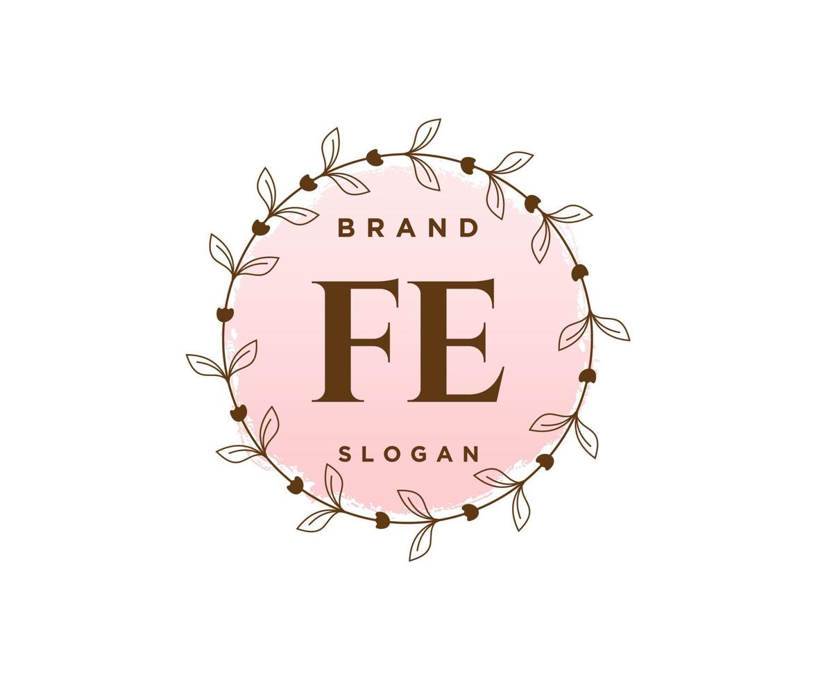 Initial FE feminine logo. Usable for Nature, Salon, Spa, Cosmetic and Beauty Logos. Flat Vector Logo Design Template Element.