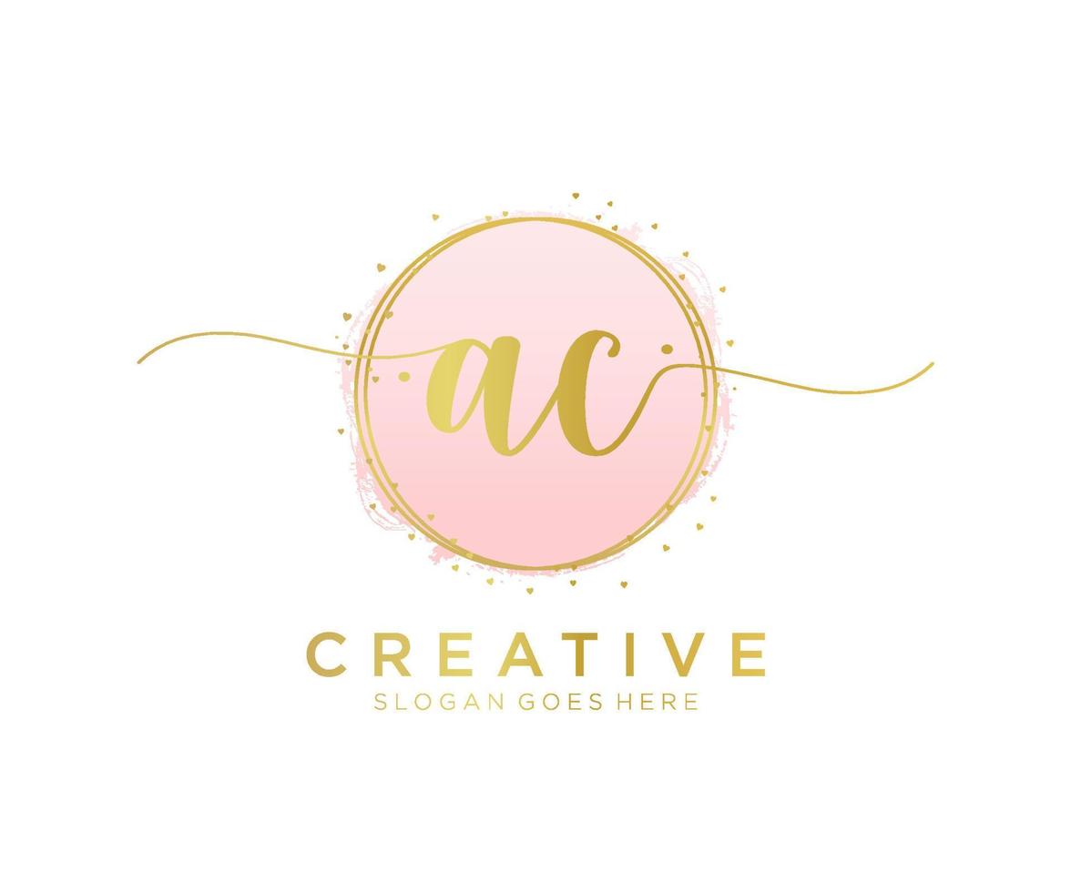 Initial AC feminine logo. Usable for Nature, Salon, Spa, Cosmetic and Beauty Logos. Flat Vector Logo Design Template Element.