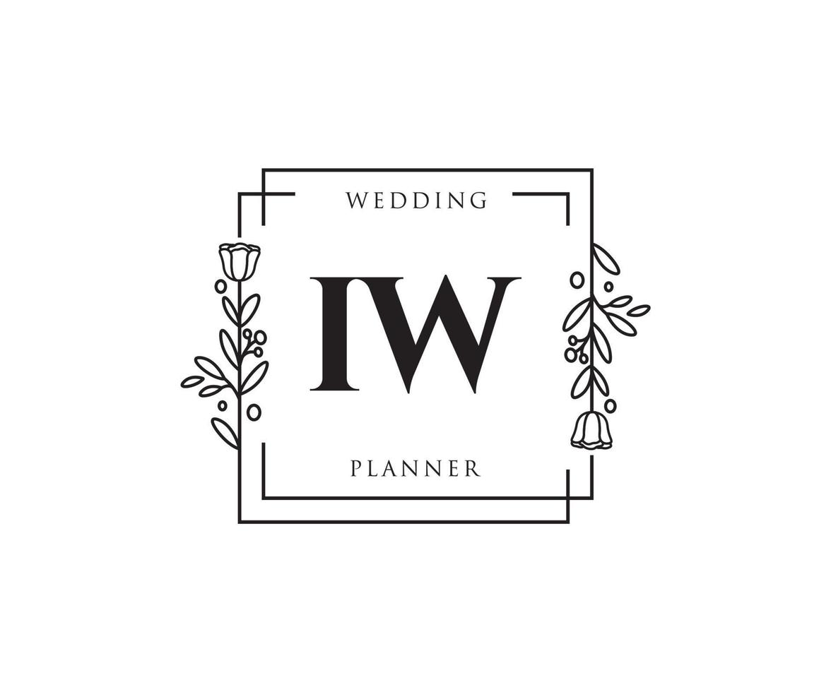 Initial IW feminine logo. Usable for Nature, Salon, Spa, Cosmetic and Beauty Logos. Flat Vector Logo Design Template Element.