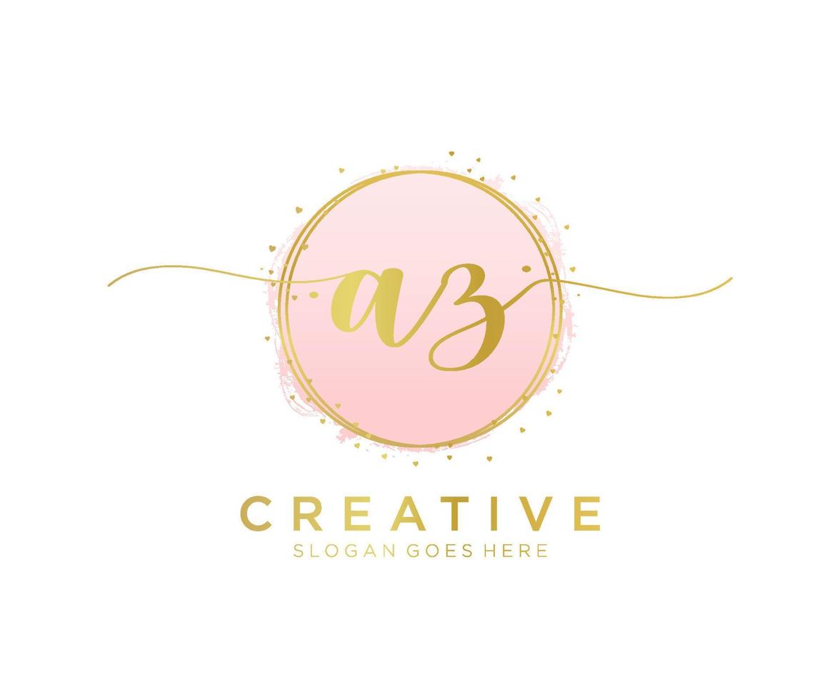 Initial AZ feminine logo. Usable for Nature, Salon, Spa, Cosmetic and Beauty Logos. Flat Vector Logo Design Template Element.