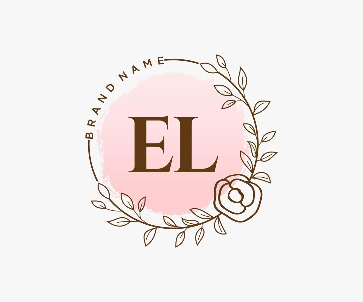 Initial EL feminine logo. Usable for Nature, Salon, Spa, Cosmetic and Beauty Logos. Flat Vector Logo Design Template Element.