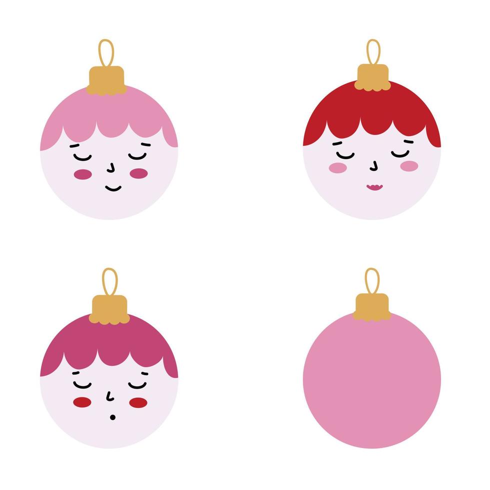 adornos navideños con caras lindas, vector premium