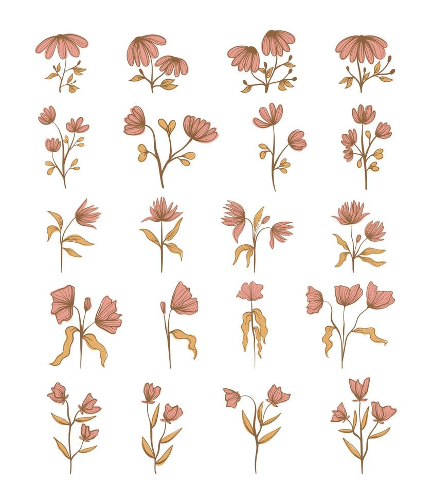 Collection of Flower Doodle Hand Drawn for Spring Season vector