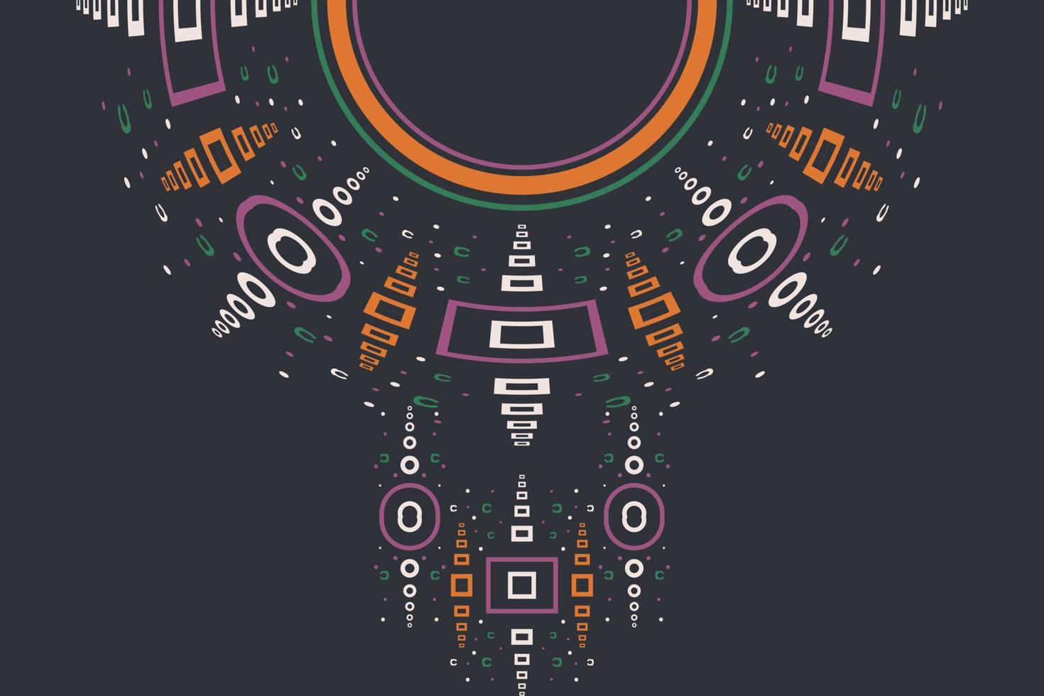 Kurti Neck Design Vector Motif A beautiful embroidery neckline design, round swirl motifs, geometrical pattern, and elements, Ombre Pattern digital artwork textile print on fabric, Illustration