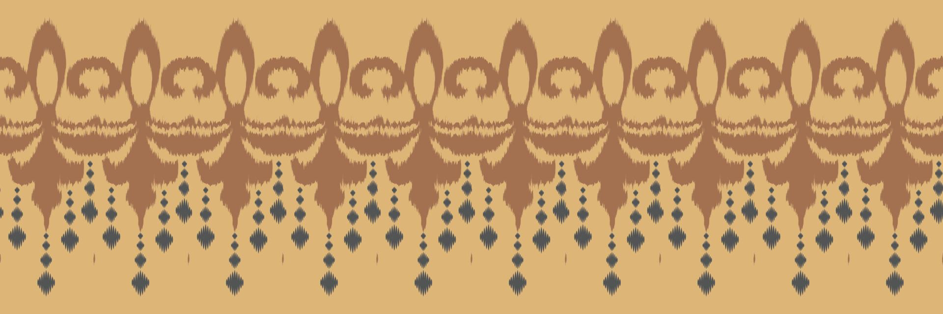 Ikat border tribal abstract Seamless Pattern. Ethnic Geometric Batik Ikkat Digital vector textile Design for Prints Fabric saree Mughal brush symbol Swaths texture Kurti Kurtis Kurtas
