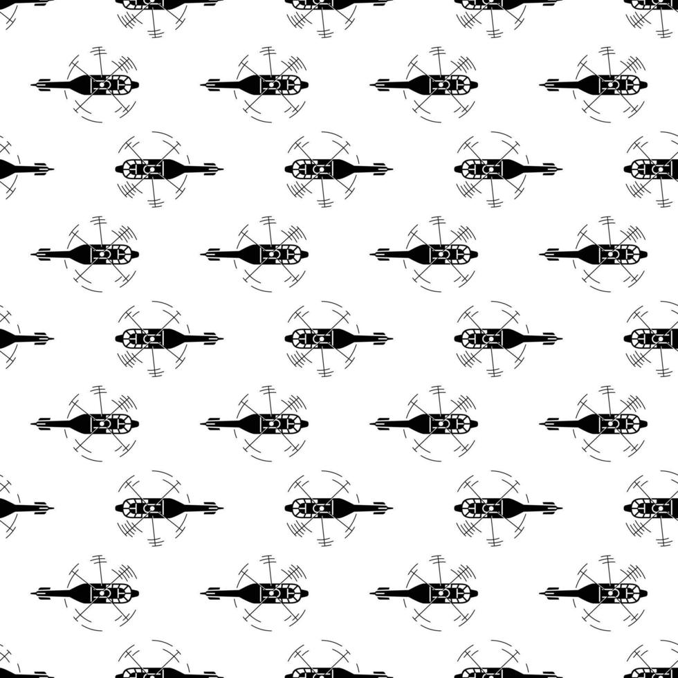 Top view helicopter pattern seamless vector