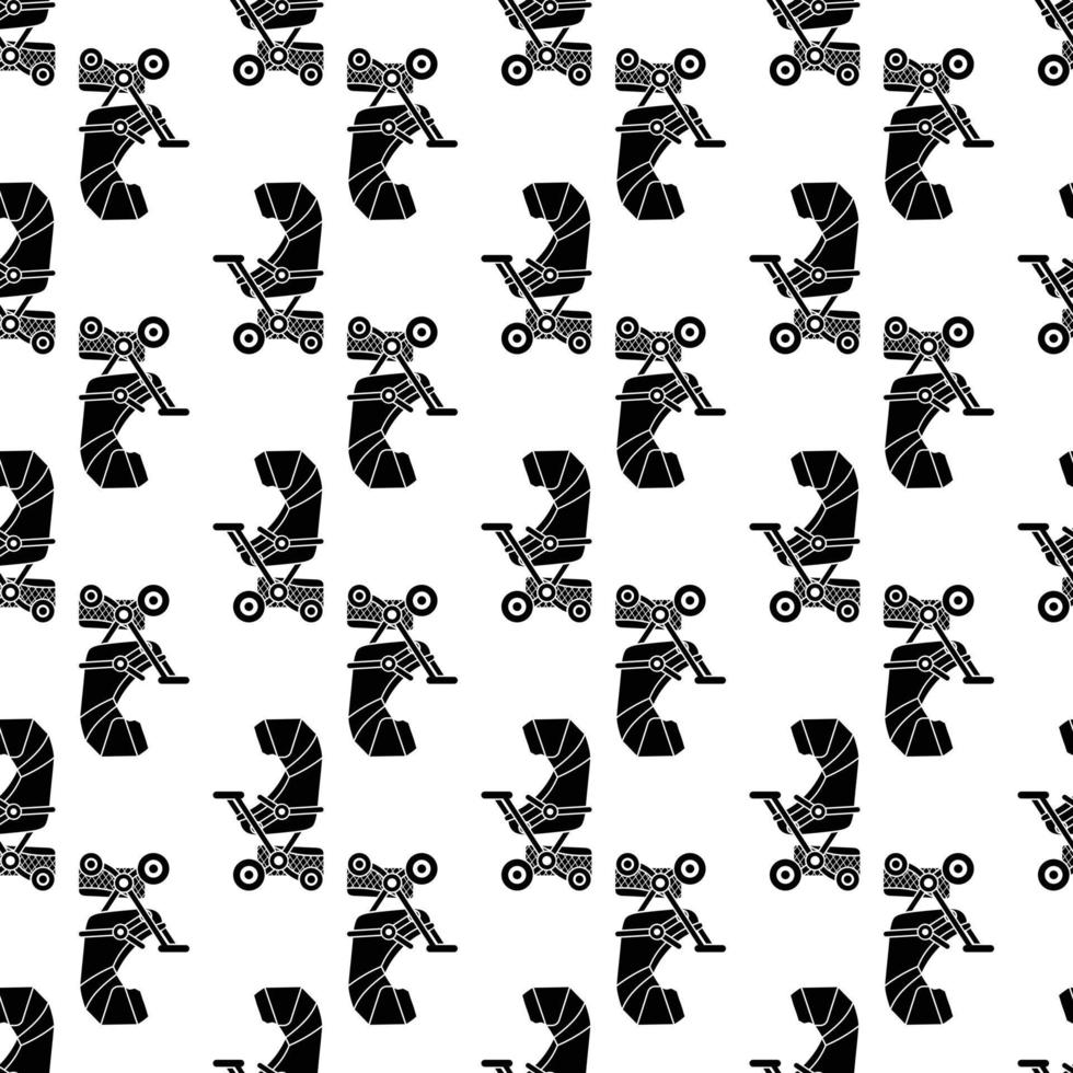 Pram with basket pattern seamless vector