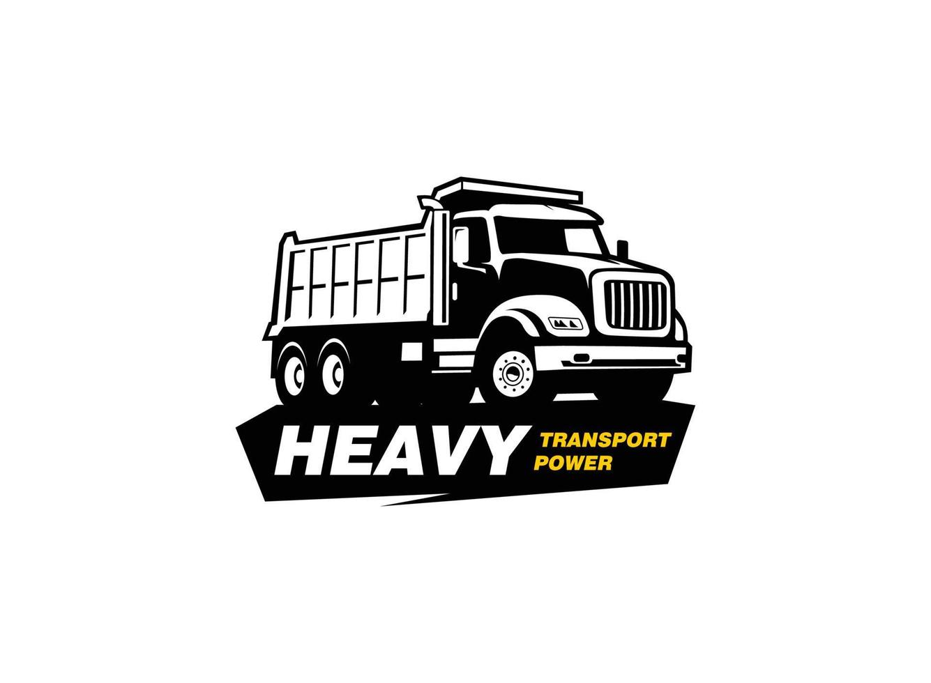 vector del logotipo del camión volquete para la empresa constructora. ilustración de vector de plantilla de equipo pesado para su marca.