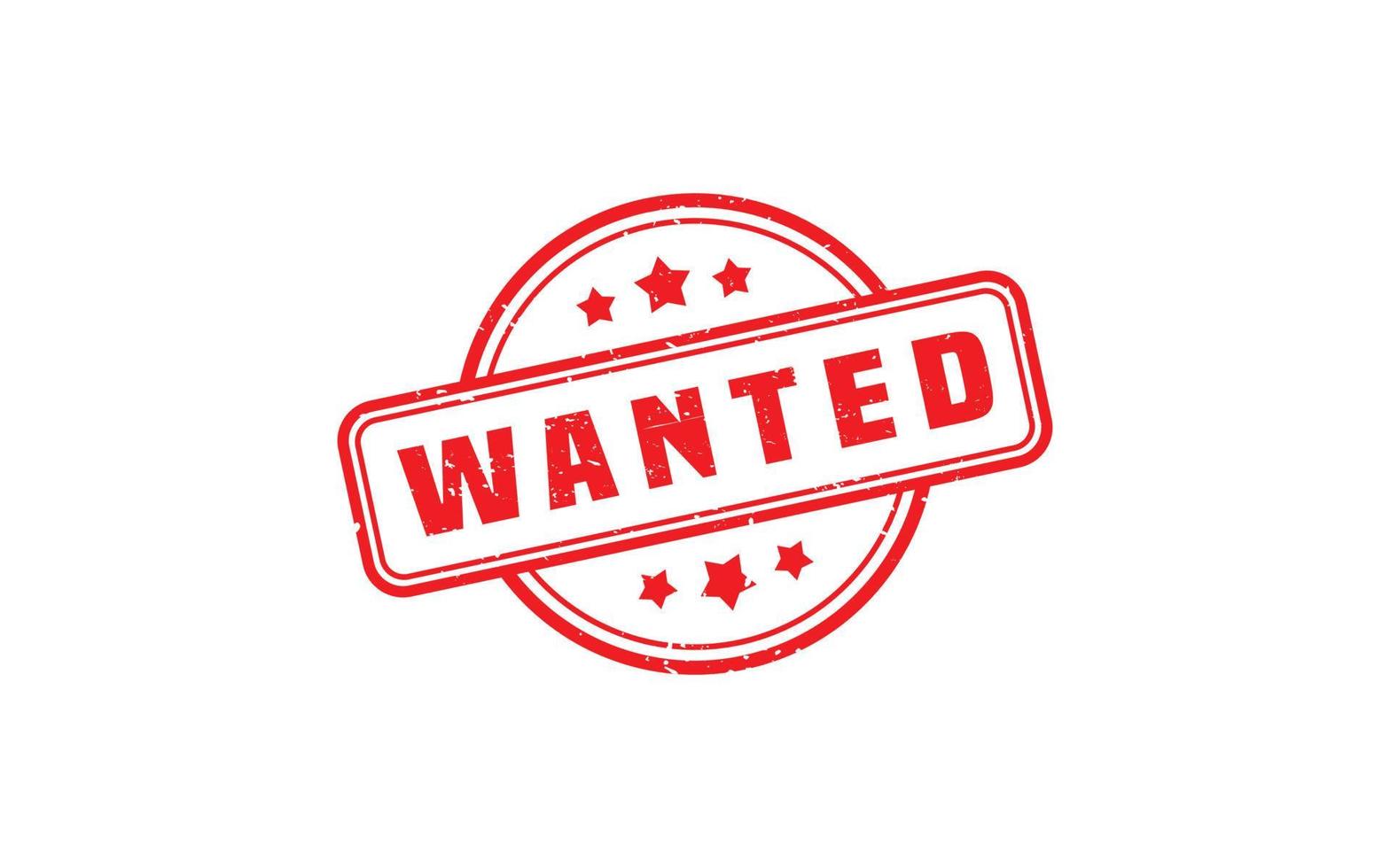 WANTED rubber stamp with grunge style on white background vector