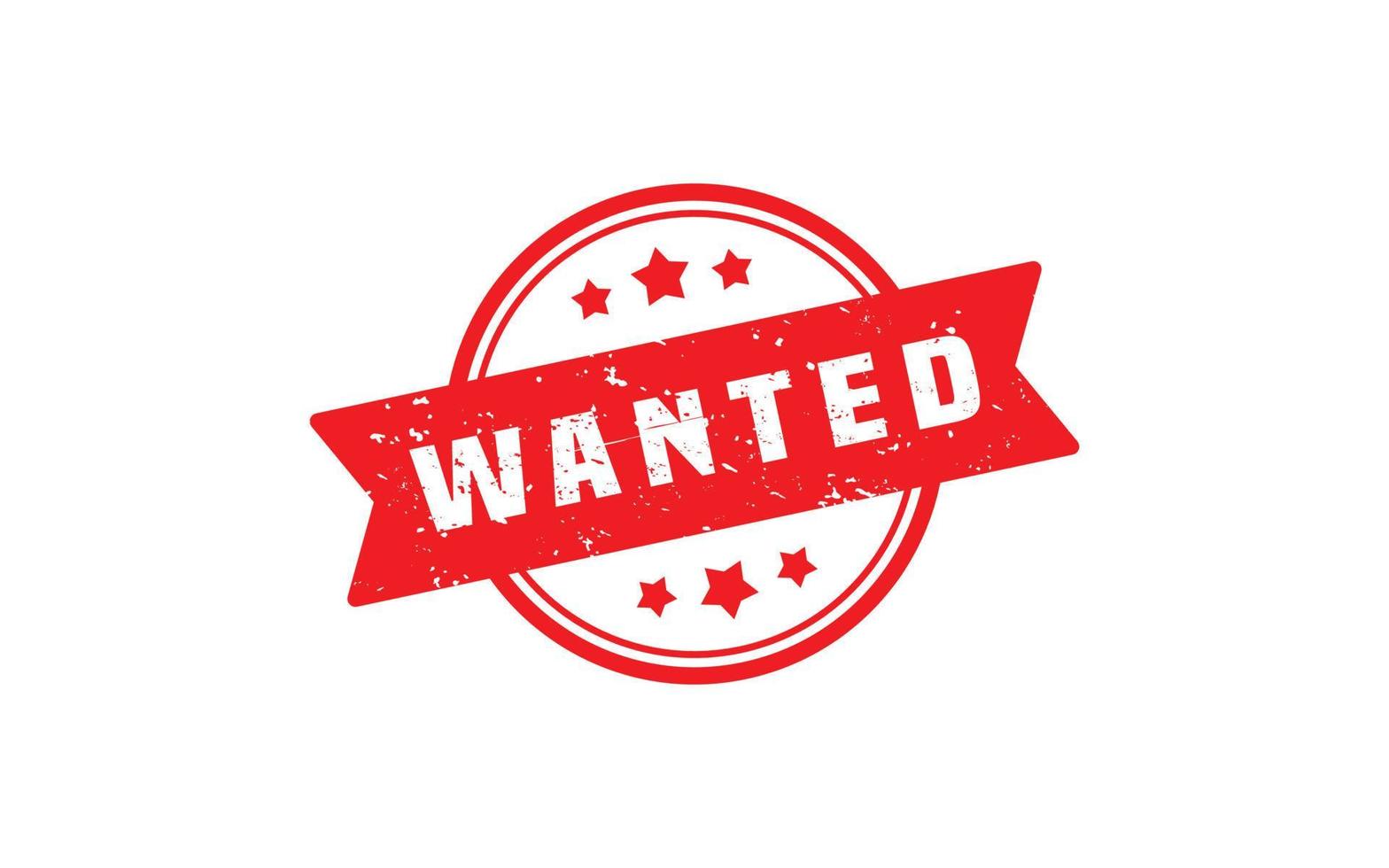 WANTED rubber stamp with grunge style on white background vector