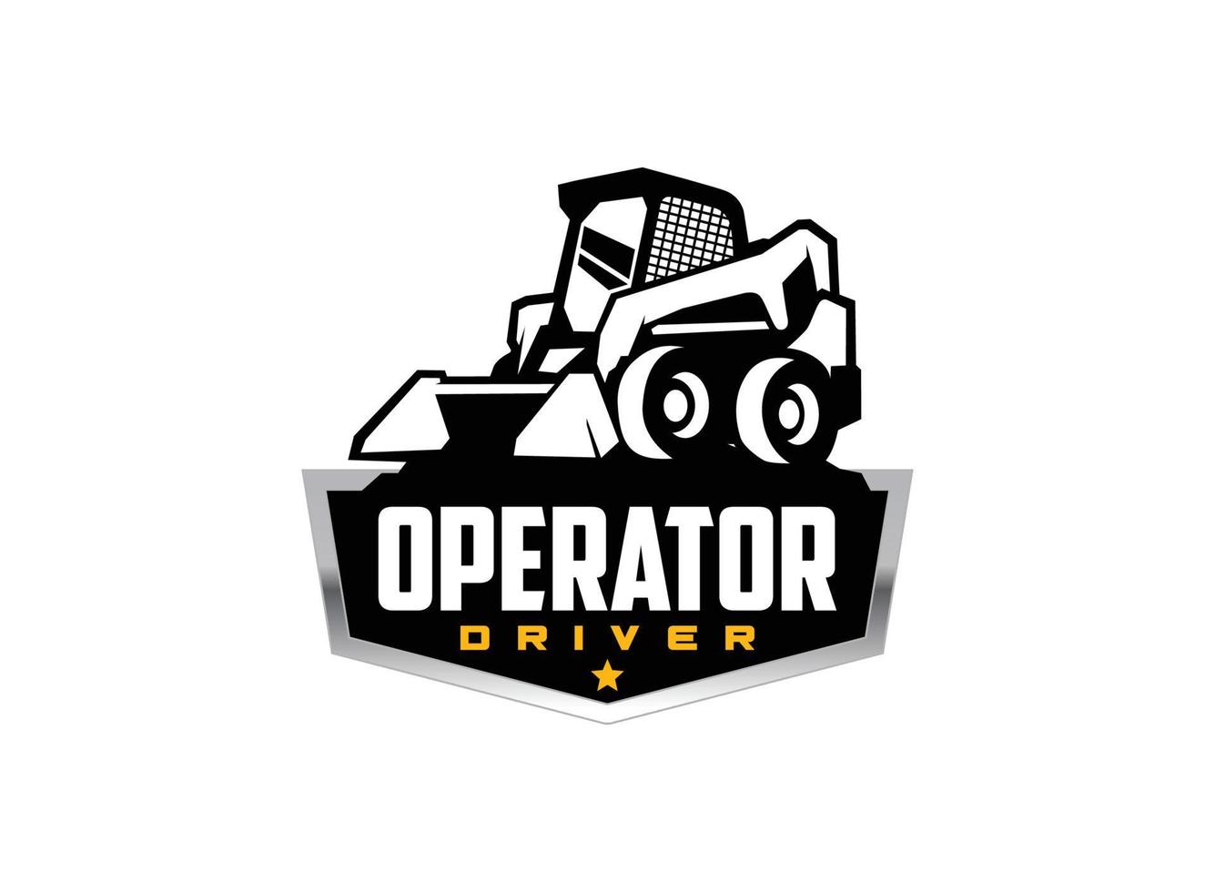 Land clearing skid steer logo vector for construction company. Heavy equipment template vector illustration for your brand.