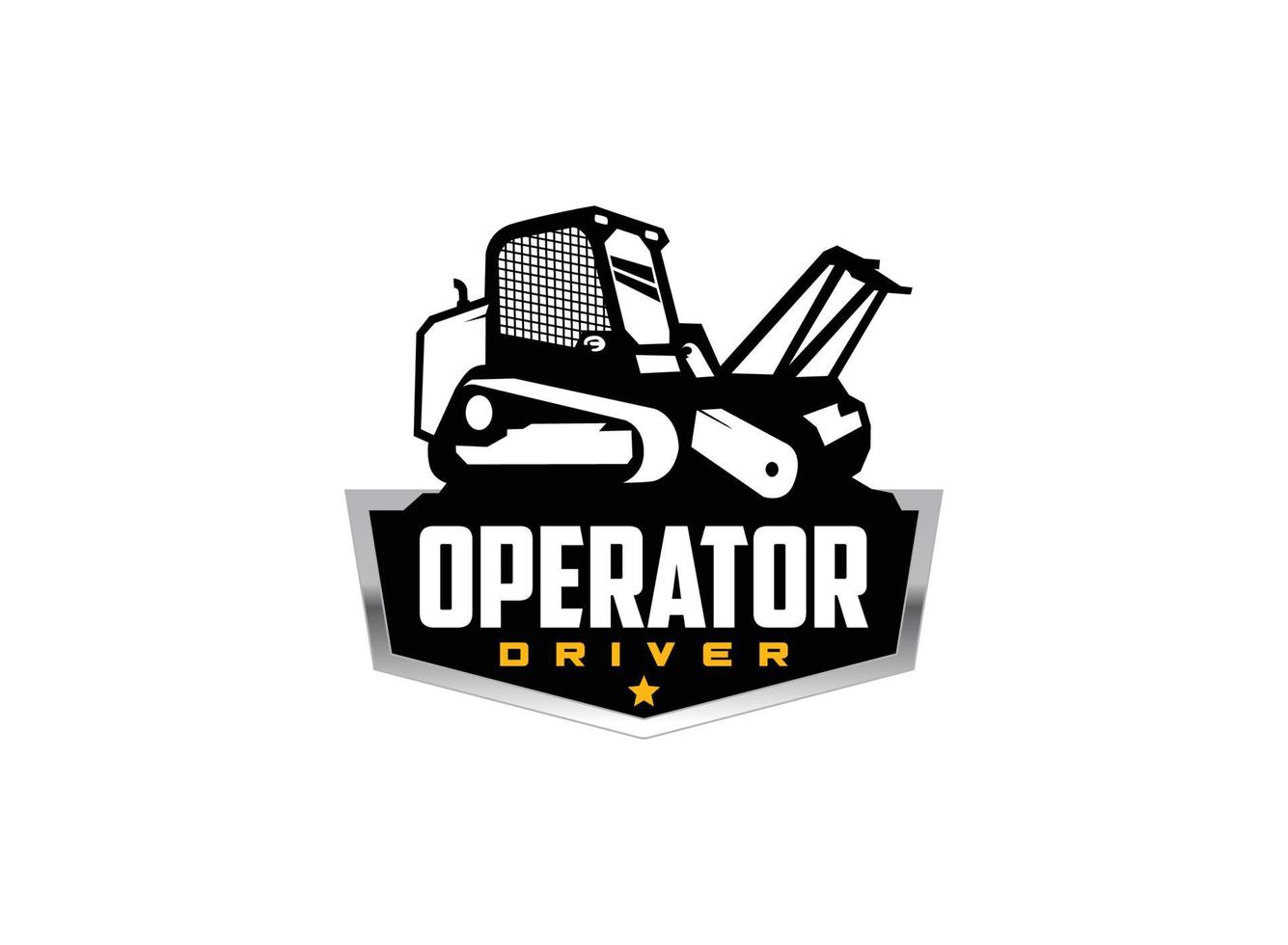 Skid steer land clearing logo vector for construction company. Heavy equipment template vector illustration for your brand.