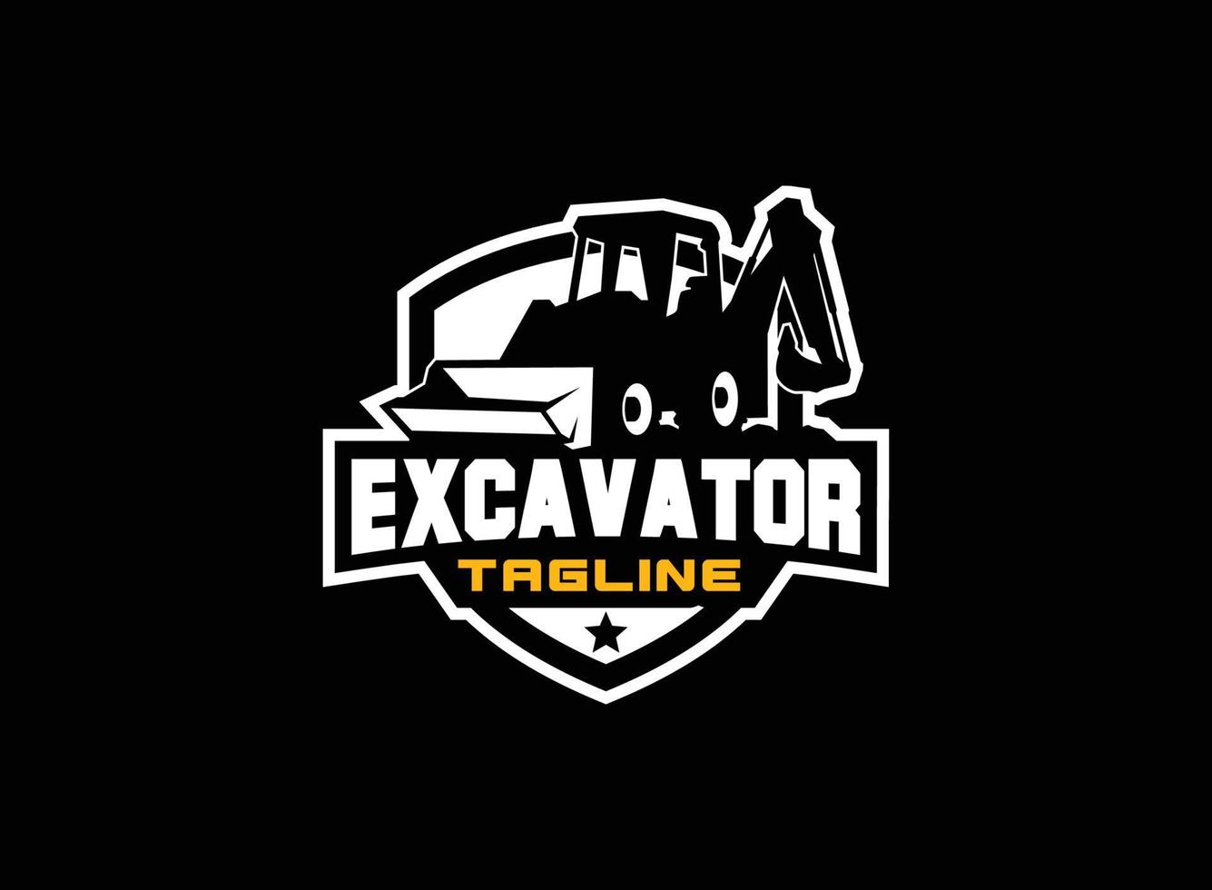 Excavator backhoe logo vector for construction company. Heavy equipment template vector illustration for your brand.