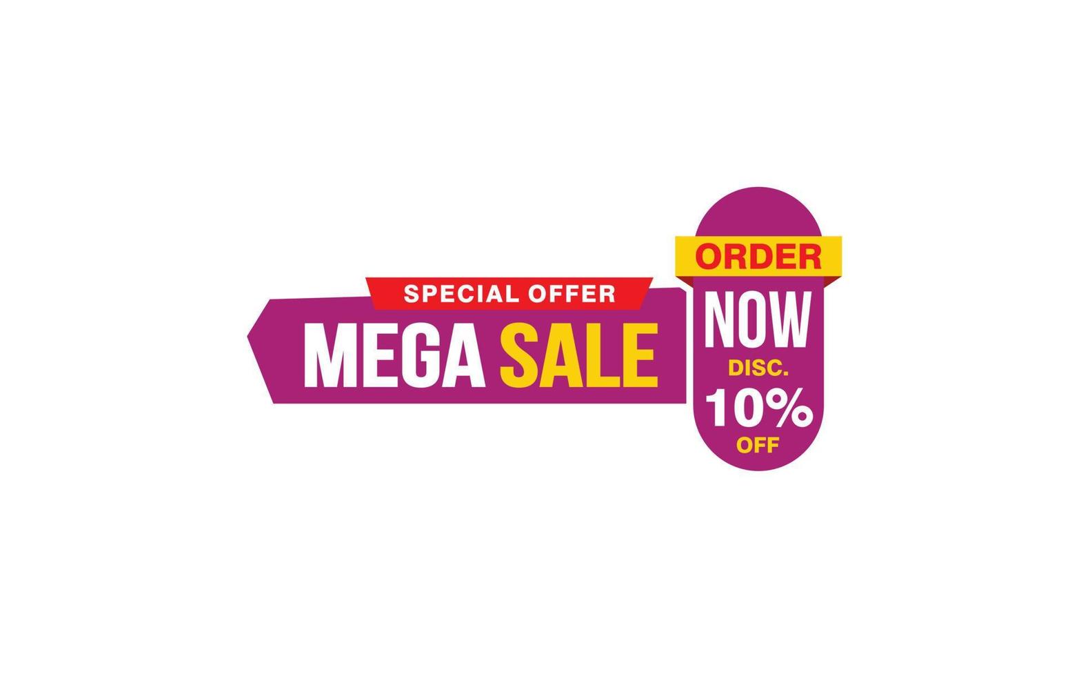 10 Percent MEGA SALE offer, clearance, promotion banner layout with sticker style. vector